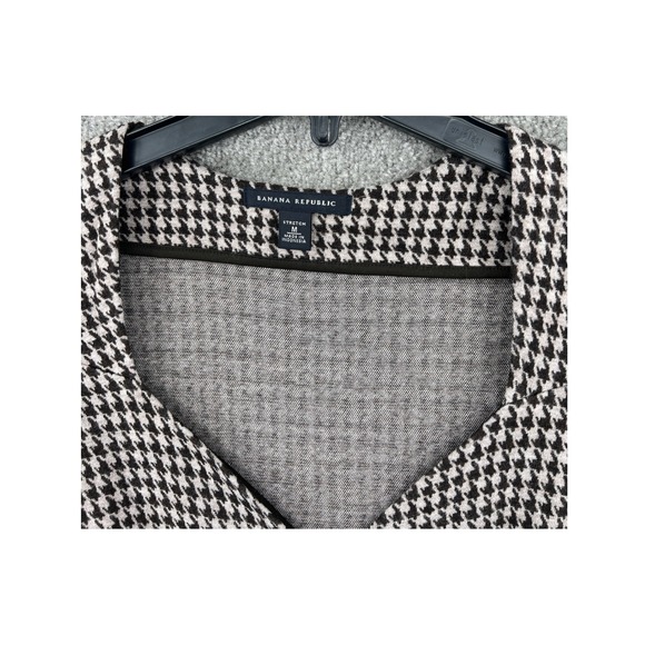 Banana Republic Brown Houndstooth Sheath Dress V-Neck Stretch Cap Sleeve Size M - Picture 3 of 8